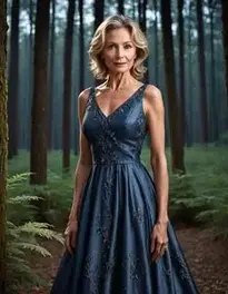 Female Middle Aged Posing At Moonlit Forest face swap