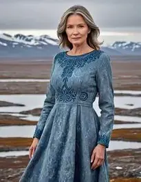 Female Middle Aged Posing At Arctic Tundra face swap