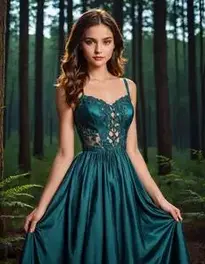 Female Young Adult Posing At Moonlit Forest face swap