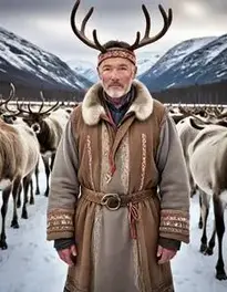 Male Middle Aged Posing At Norwegian Sami Reindeer Herding Experience face swap