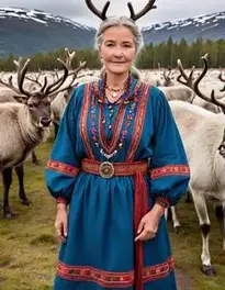 Female Middle Aged Posing At Norwegian Sami Reindeer Herding Experience face swap