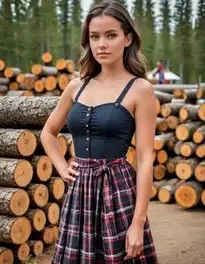 Female Young Adult Posing At Canadian Lumberjack Competition face swap