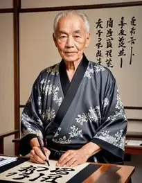 Male Posing At Japanese Calligraphy Class face swap