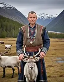 Male Posing At Norwegian Sami Reindeer Herding Experience face swap