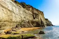 Greece Corfu Cliff Logas Beach Sea wallpaper