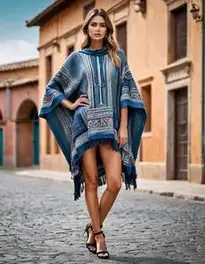 Serra Woman Poncho face swap