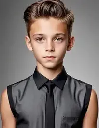 Male Black Brushed Up With Fade Hairstyle Preteen Beautiful Dress face swap