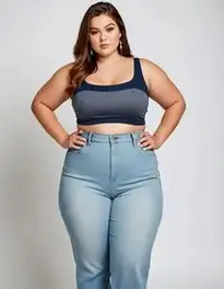 Plus Size Crop Top Outfit For Chubby face swap