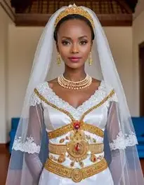 Traditional Rwandan Wedding Dress face swap