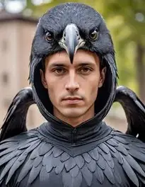 Crow Costume Man face swap