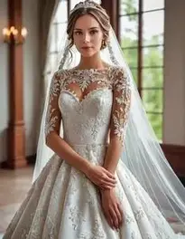 Embellished Wedding Dress face swap
