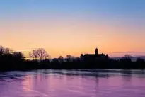 Lake Castle Sunrise Ice Cream wallpaper