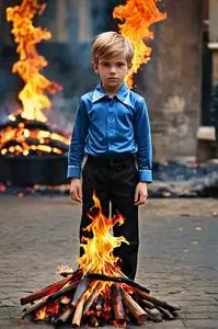 Burning Boy Fancy Dress face swap