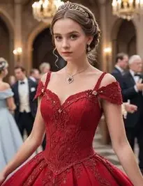 Lydia Red Wedding Dress face swap