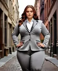Plus Size Gray Suit face swap