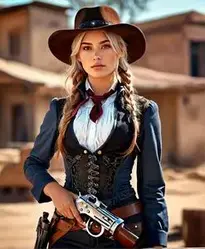 Gunslinger Costume Woman face swap