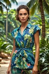 Woman Tropical Clothing face swap