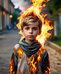 Burning Boy Fancy Dress face swap