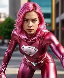 Pink Superhero Costume Woman face swap