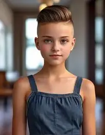 Female Preteen Bald Fade Hairstyle face swap