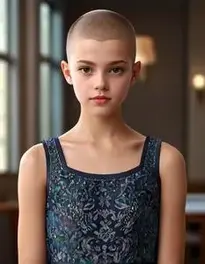 Female Preteen Buzz Cut With Design Hairstyle face swap