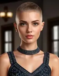 Female Young Adult Buzz Cut With Design Hairstyle face swap