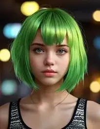 Female Preteen Neon Green Hairstyle face swap