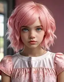 Female Preteen Pastel Pink Hairstyle face swap