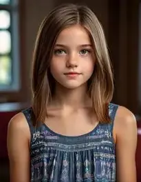 Female Preteen Shoulder Length Straight Hairstyle face swap