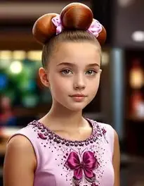 Female Preteen Doughnut Bun Hairstyle face swap