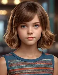 Female Preteen Retro Shag Hairstyle face swap
