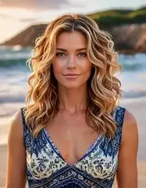 Female Middle Aged Beach Waves Hairstyle face swap