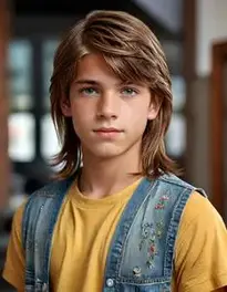 Male Preteen Long Mullet Hairstyle face swap