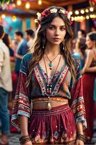 Bohemian Attire Party Female face swap