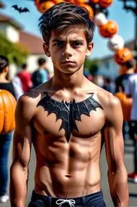 Shirtless Halloween Costume Boy face swap