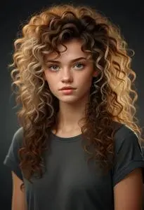 Curly Mullet Hairstyle Female Adult face swap