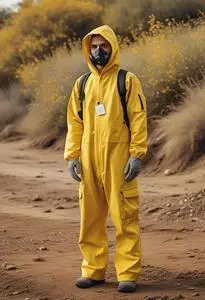 Yellow Hazmat Suit Costume face swap