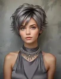Short Ash Gray Hair Color face swap