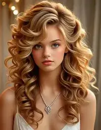 Curled Prom Hairstyle face swap