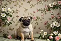 Spring Pug Wallpaper