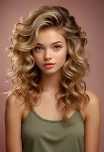 Simple Curled Hairstyle face swap