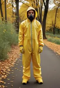 Yellow Hazmat Suit Halloween Costume face swap