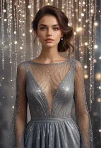 Addison Glitter Mesh Formal Dress Face Swap