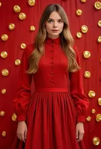 strapless open back dress Long Sleeve Lace Maxi Dress - Red main image 1