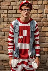 Wheres Waldo Classic Adult Waldo Costume face swap