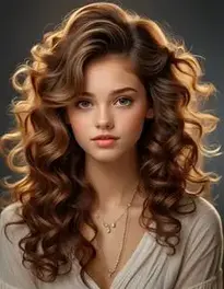 Simple Curled Hairstyle face swap