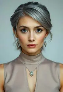 Grey Hair Grow Out Style face swap