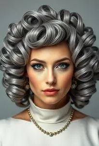 Gray Wig Curlers Hairstyle face swap