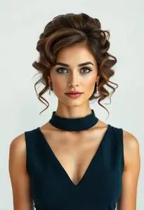 Curled Prom Hairstyle face swap