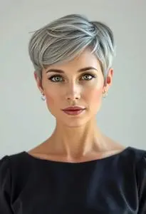 Short Hairstyle Grow Out Grey face swap